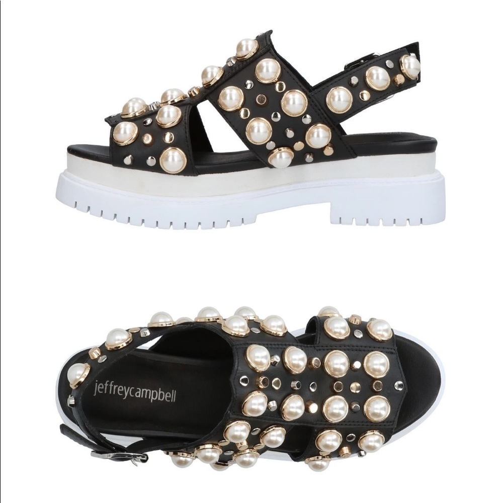 Jeffrey Campbell chunky sole studded black leather sandals - Picture 5 of 5
